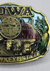 The Great American Buckle Co. 1986 Iowa Hawkeye State Enamel 1821 USA Made