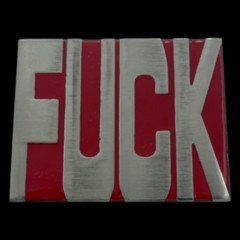 LARGE Adult F**K ART SOLID RED & SILVER BELT BUCKLE HIPPY BIKER F*CK