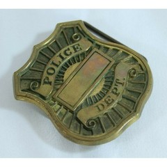 Vintage 1978 Baron Buckles Solid Brass Police Dept Shield Belt Buckle 6073