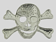 Skull Belt Buckle Crossbones Feather Halloween Pirate Costume Green Bling Metal