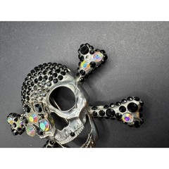 Pirate Skull Head Crossbones with Rhinestone Accent Gothic Punk Belt Buckle