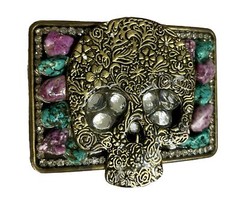 Handmade Sugar Skull Belt Buckle, handmade,