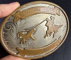 Vintage German Silver Western Belt Buckle Cowboy Roping Vj07