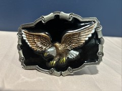 Vintage 1983 Great American Buckle Co. Pure Pewter Bald Eagle Belt Buckle