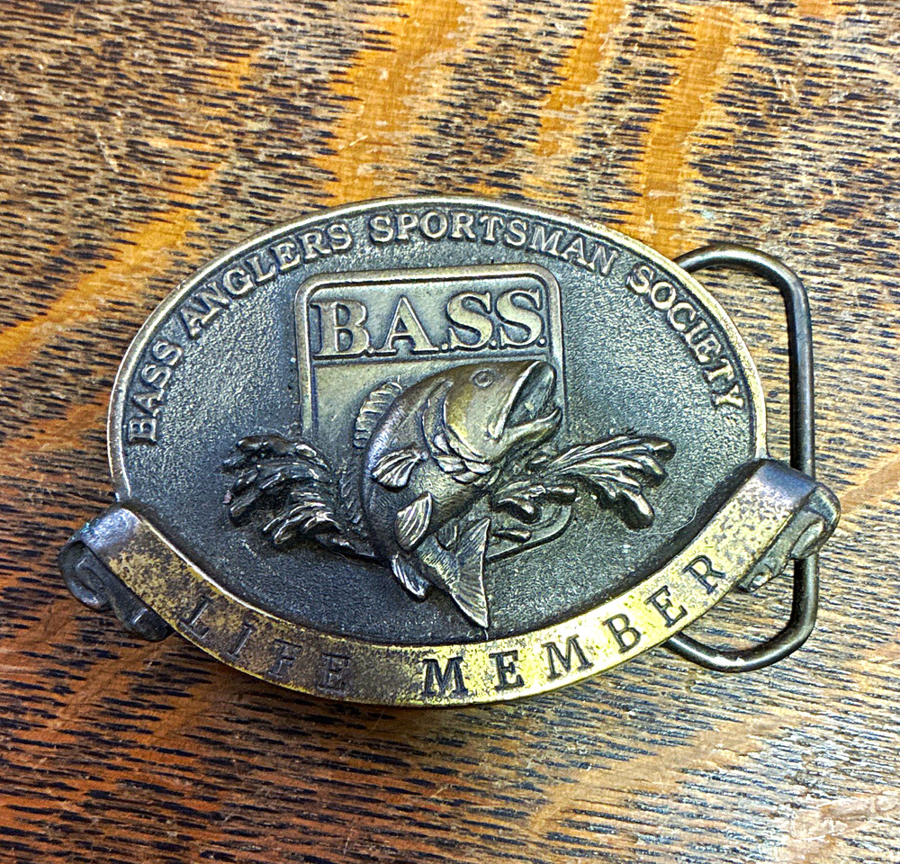 B.A.S.S. Life Member Oval Belt Buckle Brass