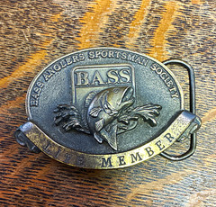 B.A.S.S. Life Member Oval Belt Buckle Brass