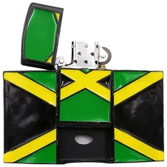 Jamaica Jamaican Flag Refillable Flip Top Lighter in a Belt Buckle Combo