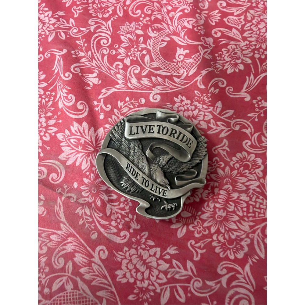 Vintage 1978 Harley Davidson 75th Anniversary Live to Ride Eagle Belt Buckle AMF