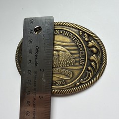 North American Hunting Club Brass Belt Buckle 25th Ann 1978-2003 Oval Eagle Flag