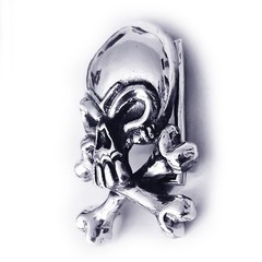 Skull with Crossed Bones Sterling Silver Belt Buckle