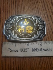 VTG. Freemasons, Masonic, Shriners and Scottish Rite Belt Silver Buckle USA
