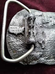 Screaming Eagle on motorcycle Enameled Belt Buckle Arroyo Grande Buckle Co 1989