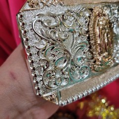 Virgen De Guadalupe Western belt Buckle Rose Tone Silver Heavy Zinc Alloy Oval
