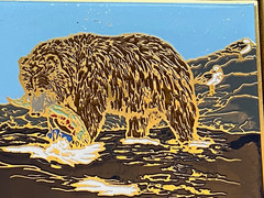 Vintage Grizzly Bear Catching Fish Salmon Trout Alaska Canada Belt Buckle