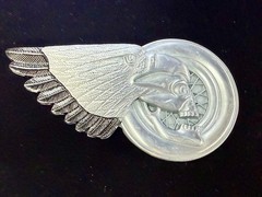 Eagle Skull Motorcycle Wheel Chopper Biker&rsquo;s Rider&rsquo;s Figural Cutout Belt Buckle