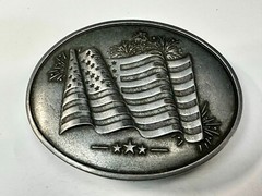 American US Flag Stars Stripes Patriotic Belt Buckle & Can holder by BevBuckle