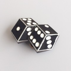 Black Enamel Dices Casino Gamble Vintage Belt Buckle Gurtelschnalle