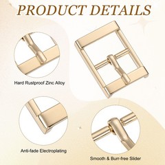 4Pcs Single Prong Belt Buckle 0.75&Prime; ID Metal Roller Buckle for Belt, Light Gold