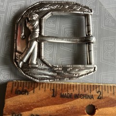 Vintage 1998 Unisex Decorative Belt Buckle 1.25” Wide Belt Pewter