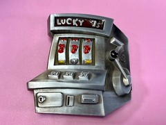 Jackpot Lucky Seven&rsquo;s Vegas Style Slot Machine Figural Gambling Belt Buckle
