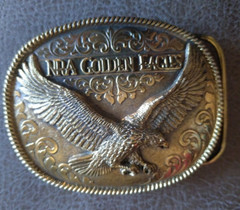 NRA Golden Eagle Belt Buckle with Outstreched Wings
