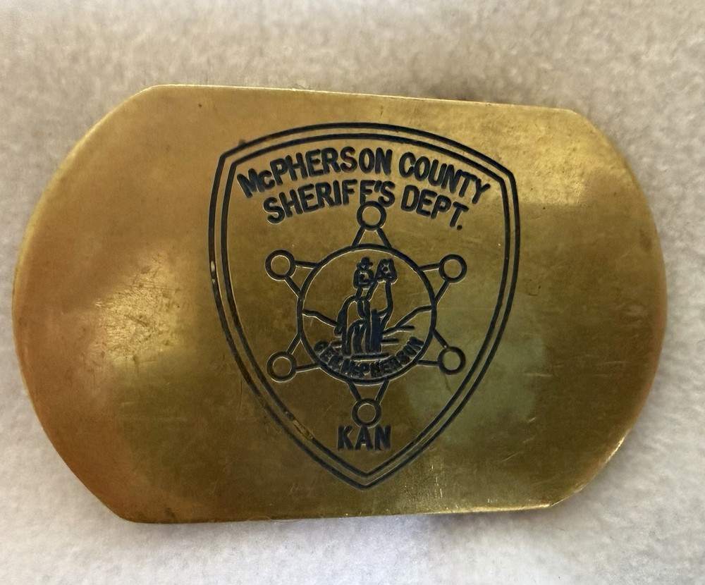 Men&rsquo;s McPherson County Sheriff Dept Kansas Gold Metal Belt Buckle 1.5&Prime; MPN 242