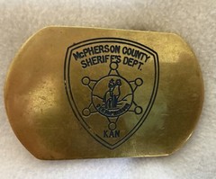 Men&rsquo;s McPherson County Sheriff Dept Kansas Gold Metal Belt Buckle 1.5&Prime; MPN 242
