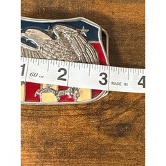 Vintage American Eagle Patriotic Shield Belt Buckle Red White Blue Enamel 2071