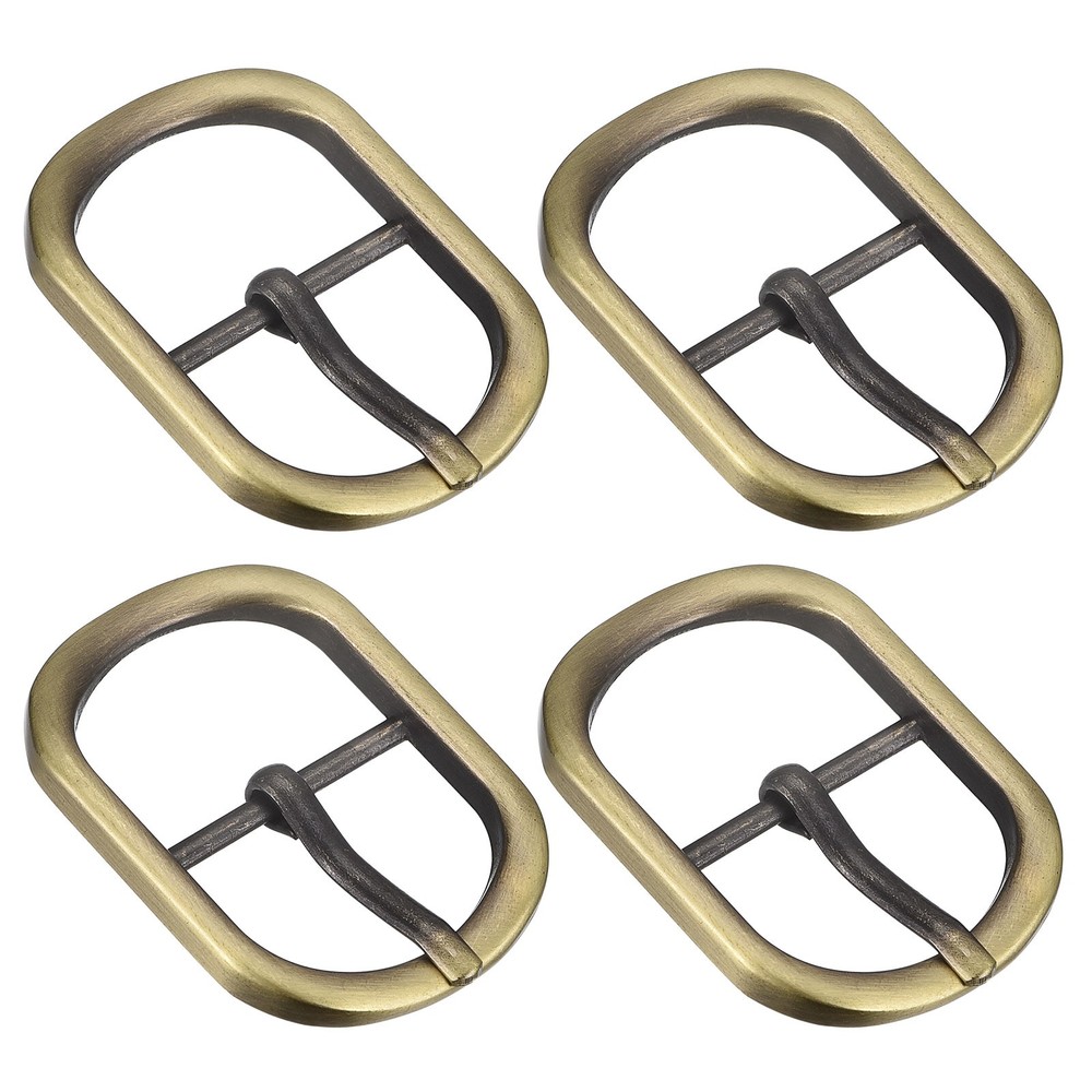 4Pcs 0.94&Prime; Single Prong Belt Buckle Oval Center Bar Buckles for Belt Bronze