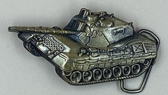 Vintage Tank Army Military Belt Buckle Brass