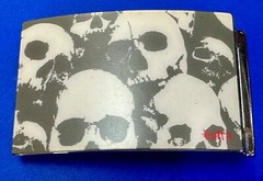 Multiple Skulls Silver Tone Picture unique Belt Buckle – Blood Red Batra