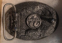 Vintage Metal Belt Buckle, Demag, Crane, Heavy Lifting, Boom Truck, Construction