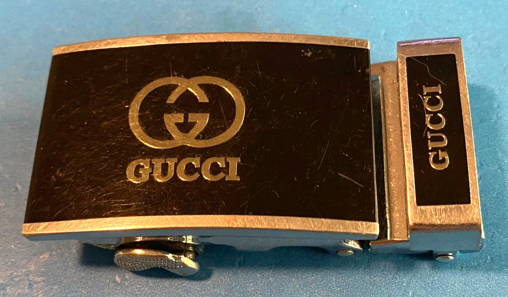 Vintage Black and Silver tone Gucci Belt Buckle