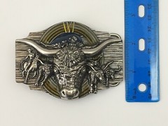 Cowboy Belt Buckle Texas Bull and Horses Western Belt Buckles