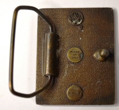 BERGAMOT BRASS WORKS CHILD HOLDING FLOWERS METAL BELT BUCKLE