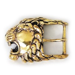 Lion Angry Head Brass Belt Buckle