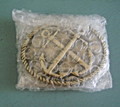 CROSSED ANCHOR BELT BUCKLE, 3&Prime; BRASS FINISH (NEW IN PACKAGE)