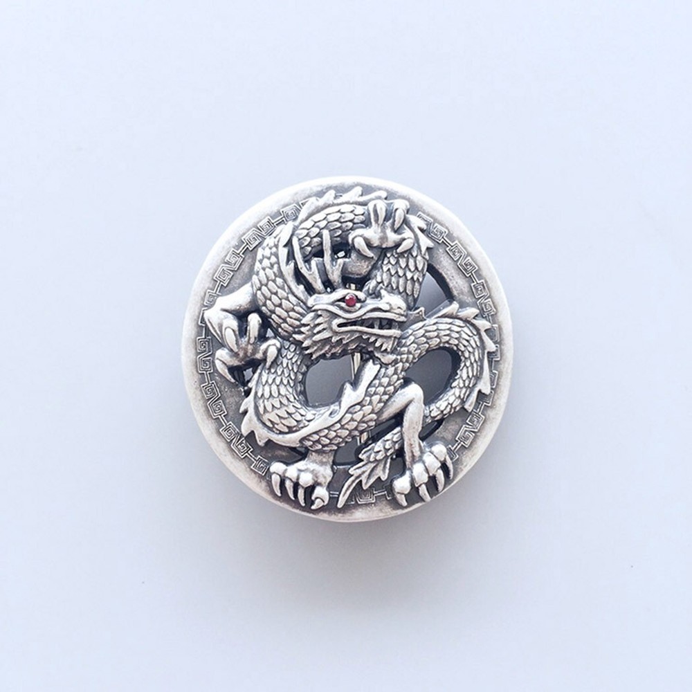 Vintage Silver Plated Rhinestone Dragon Belt Buckle Boucle de Ceinture