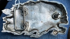 Skull Guitar Flame Belt Buckle 4 3/8&Prime; x 2 3/4&Prime; Heavy Metal Rock N Roll