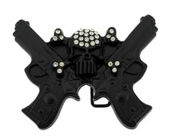 Skull Belt Buckles Gun Black Metal Emblem Vintage Style Men Women Goth Tattoo