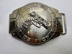 Dive Watch Style Shape Pistol Gun with Rhinestone Silver Color Large Belt Buckle