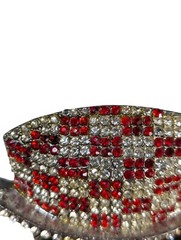 « FL&B » Scull Top Hat Belt Buckle Sliver Red Rhinestone