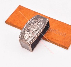 38mm Western Antique Silver Cowboy Flower Leathercraft Belt Buckle 3-piece Set