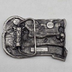 Vintage Collectible 1984 ILLINOIS Pewter and Enamel Belt Buckle by Bergamot