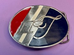 RF RT Company Logo? Vintage Red White & Blue Oval Vintage Belt Buckle