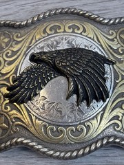 Eagle Belt Buckle Gold And Silver Bird Flying 3.5×2.5