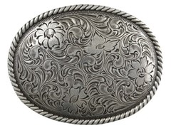 Western Cowboy Antique Engraved Rope Edge Oval Belt Buckle fits 1-1/2&Prime; Strap