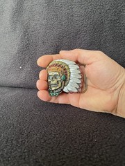 1991 Native American Indian Chief Skull The Great American Buckle Co. USA #1956