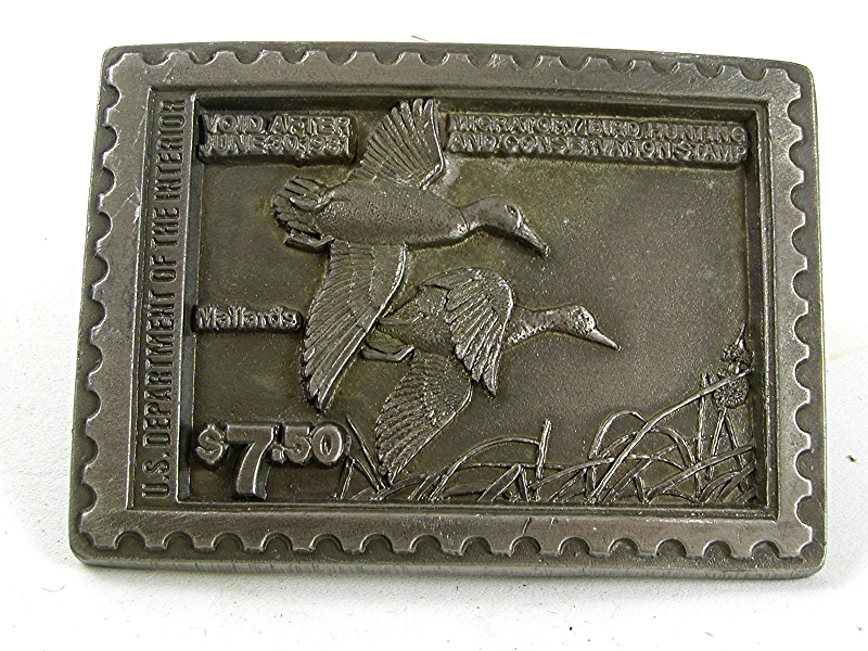 1981 Mallard Duck $7.50 Conservation Stamp Buckle By AMERICAN LEGENDS 4117b