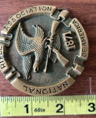 VTG 1978 “NATIONAL RIFLE ASSOCIATION OF AMERICA 1871” SOLID BRASS BELT BUCKLE S